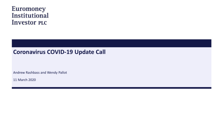 coronavirus covid 19 update call