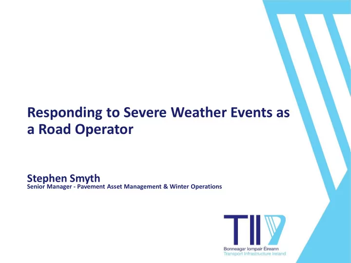 responding to severe weather events as