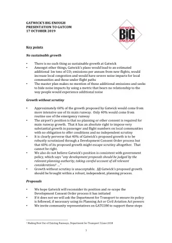 GATWICKS BIG ENOUGH  PRESENTATION TO GATCOM  17 OCTOBER 2019  Key points  No sustainable growth
