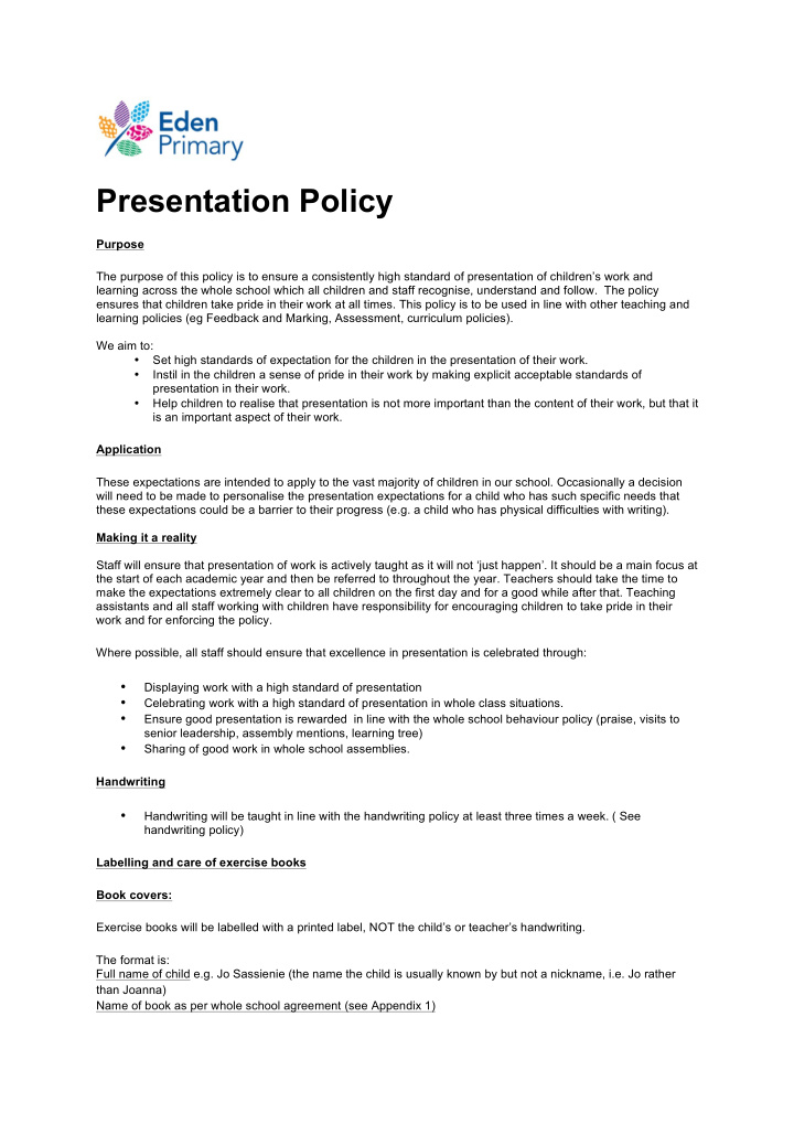 presentation policy