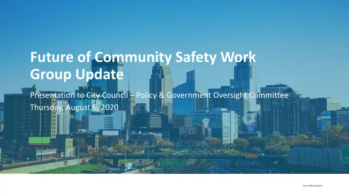 future of community safety work group update