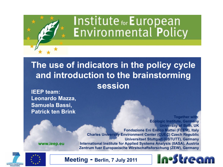 the use of indicators in the policy cycle and