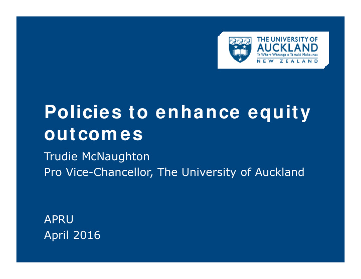 policies to enhance equity outcom es