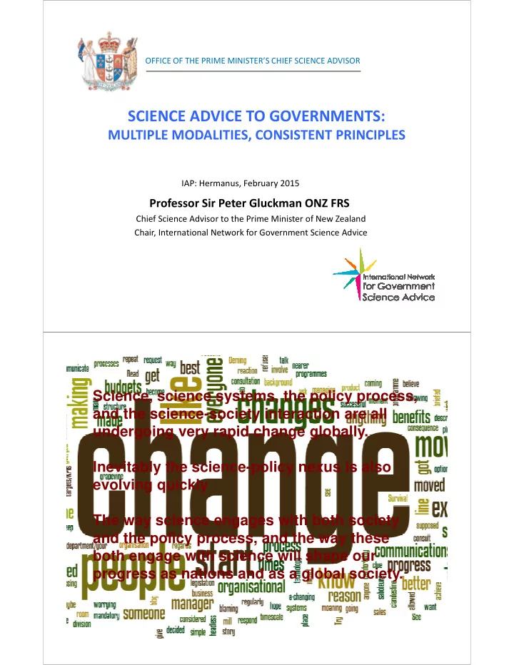science advice to governments