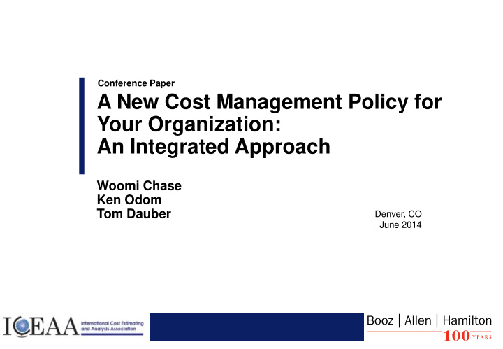 a new cost management policy for