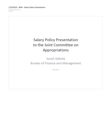 Recommended FY2016  State Employee Compensation Plan  Market Adjustments - Family Specific for