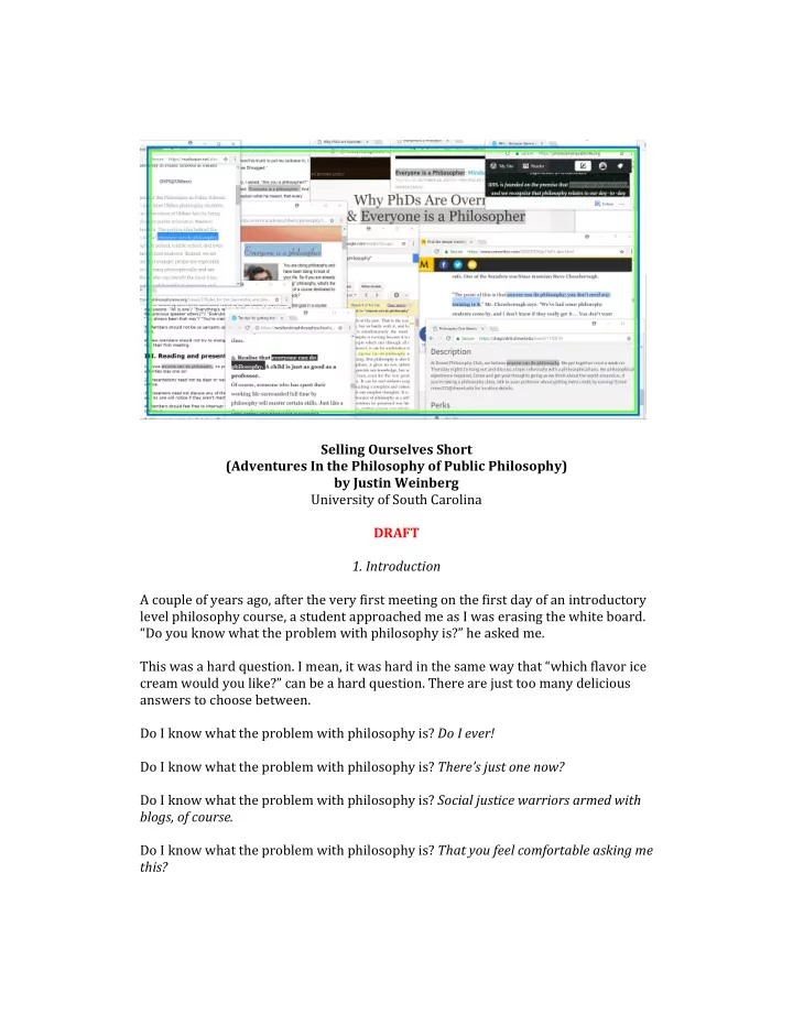 selling ourselves short adventures in the philosophy of