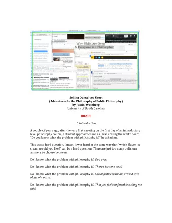 Selling Ourselves Short (Adventures In the Philosophy of Public Philosophy) by Justin Weinberg