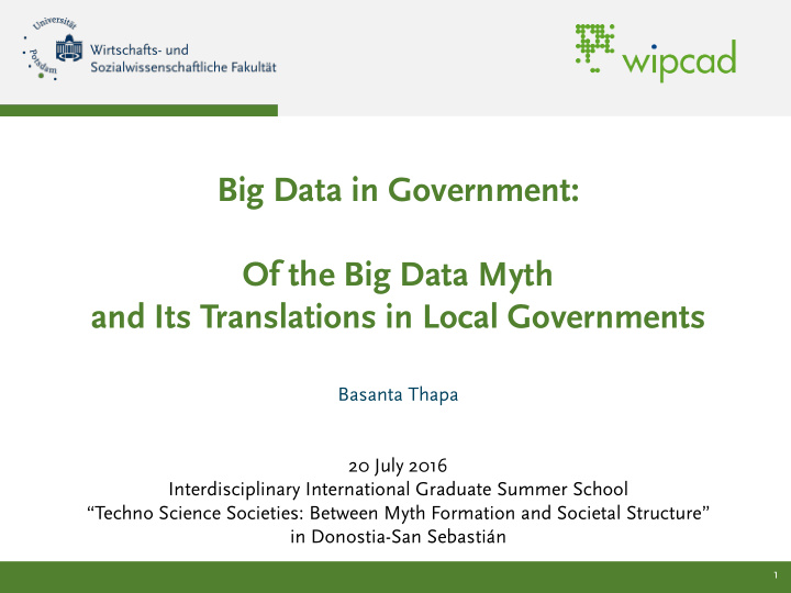 big data in government of the big data myth and its