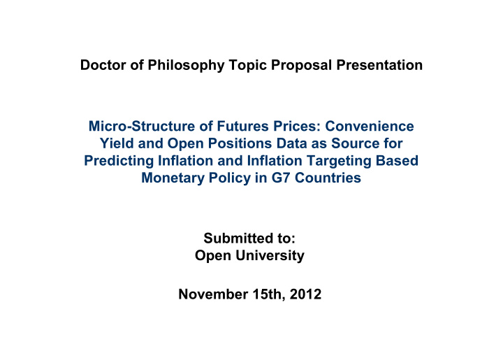 doctor of philosophy topic proposal presentation micro