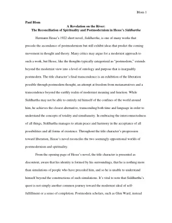 Blom 1  Paul Blom  A Revelation on the River: The Reconciliation of Spirituality and Postmodernism