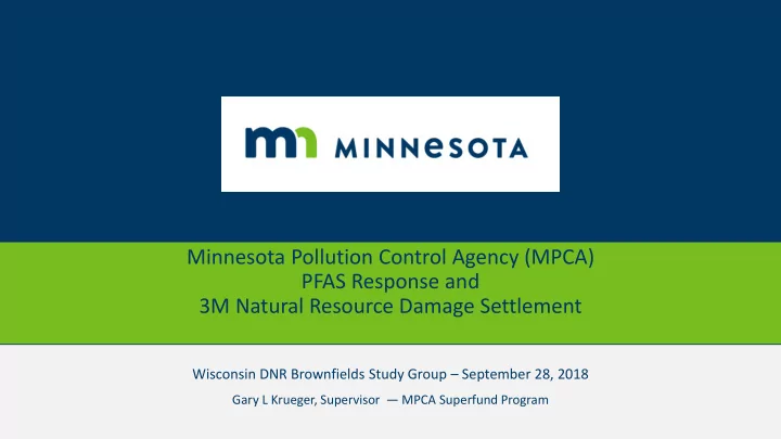 minnesota pollution control agency mpca pfas response and