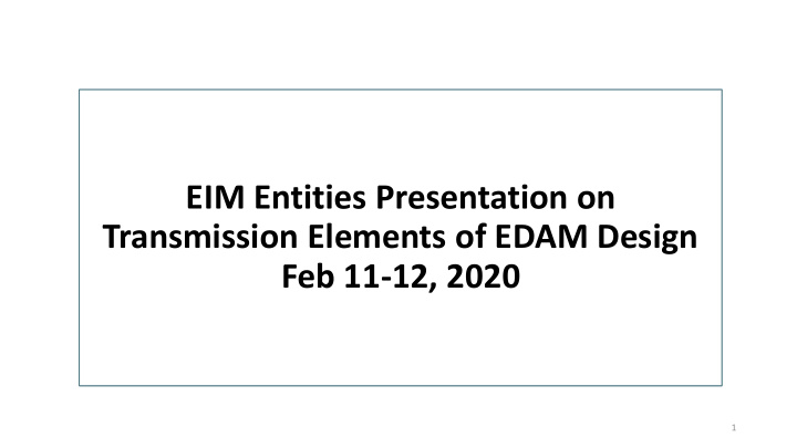 eim entities presentation on