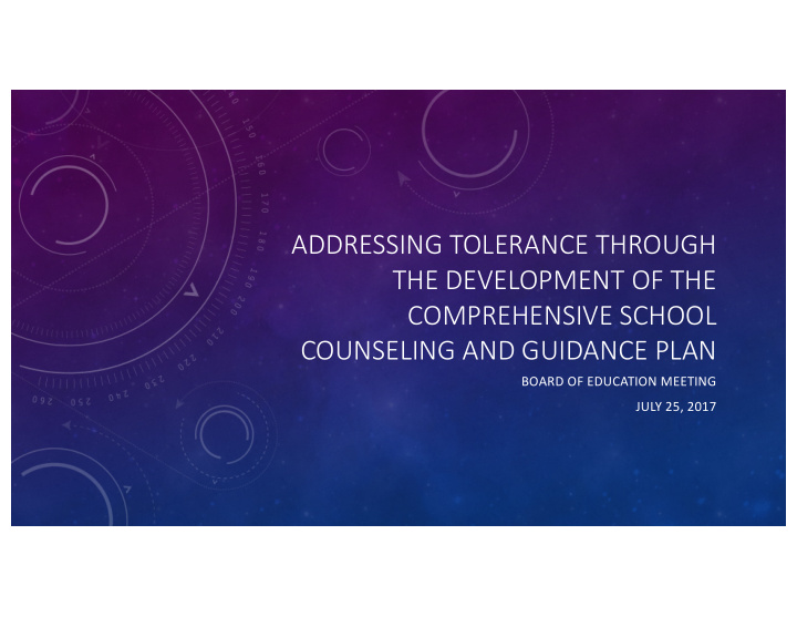 addressing tolerance through the development of the