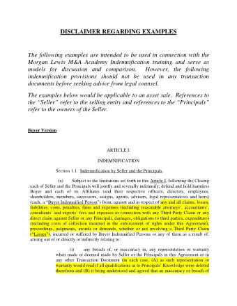 DISCLAIMER REGARDING EXAMPLES  The following examples are intended to be used in connection with