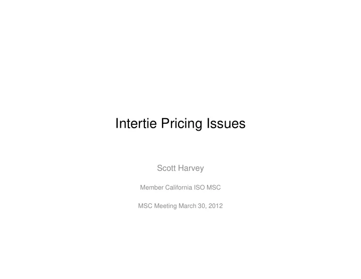 intertie pricing issues