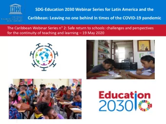SDG-Education 2030 Webinar Series for Latin America and the  Caribbean: Leaving no one behind in