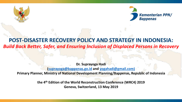 post disaster recovery policy and strategy in indonesia