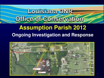 Assumption Parish 2012  Ongoing Investigation and Response  1  Bayou Corne/Napoleonville Salt Dome
