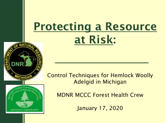 Protecting a Resource  at Risk:  Control Techniques for Hemlock Woolly  Adelgid in Michigan  MDNR