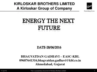 KIRLOSKAR BROTHERS LIMITED  A Kirloskar Group of Company BHAGVATDAN GADHAVI  EASC-KBL