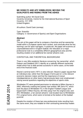 EASM 2014  2002, effectively creating two entirely new entities; MK Dons FC, which  took the place