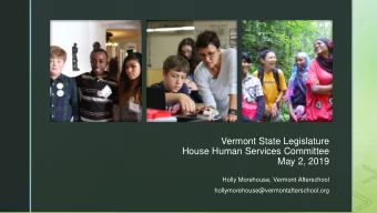Vermont State Legislature  House Human Services Committee  May 2, 2019  Holly Morehouse,