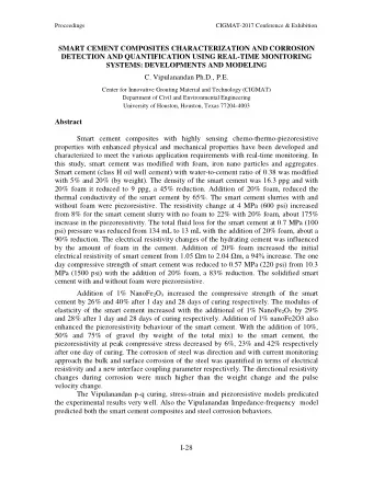SMART CEMENT COMPOSITES CHARACTERIZATION AND CORROSION  DETECTION AND QUANTIFICATION USING