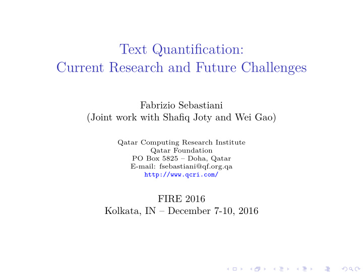 text quantification current research and future challenges