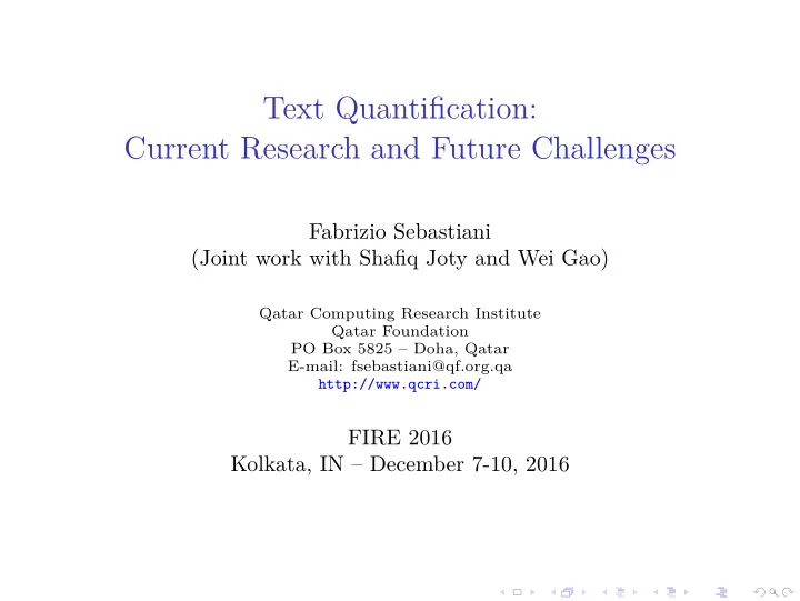 text quantification current research and future challenges