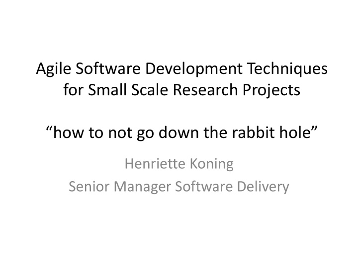 agile software development techniques for small scale