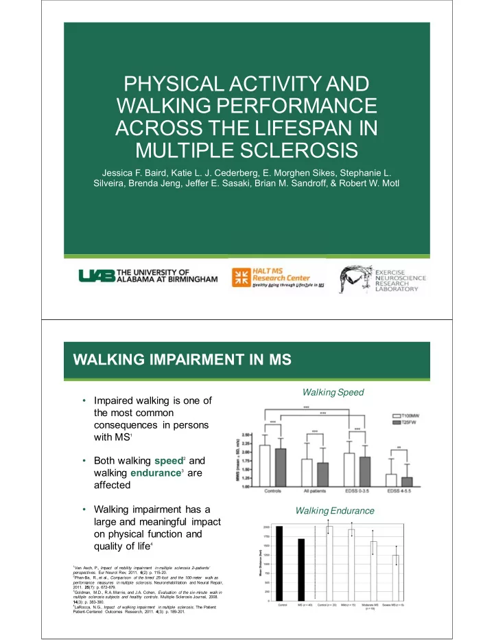 physical activity and walking performance across the