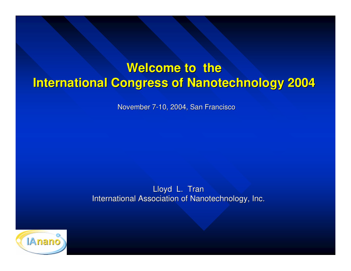 welcome to the welcome to the international congress of
