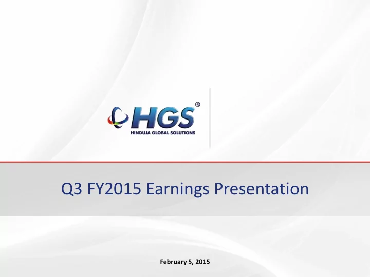 q3 fy2015 earnings presentation