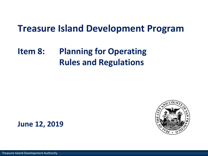 treasure island development program