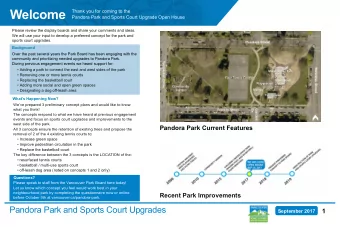 Welcome  Thank you for coming to the  Pandora Park and Sports Court Upgrade Open House  Please