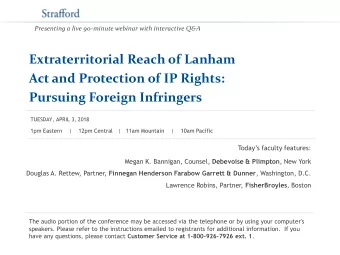 Extraterritorial Reach of Lanham  Act and Protection of IP Rights: Pursuing Foreign Infringers