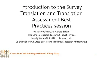 Introduction to the Survey  Translation and Translation  Assessment Best  Practices session