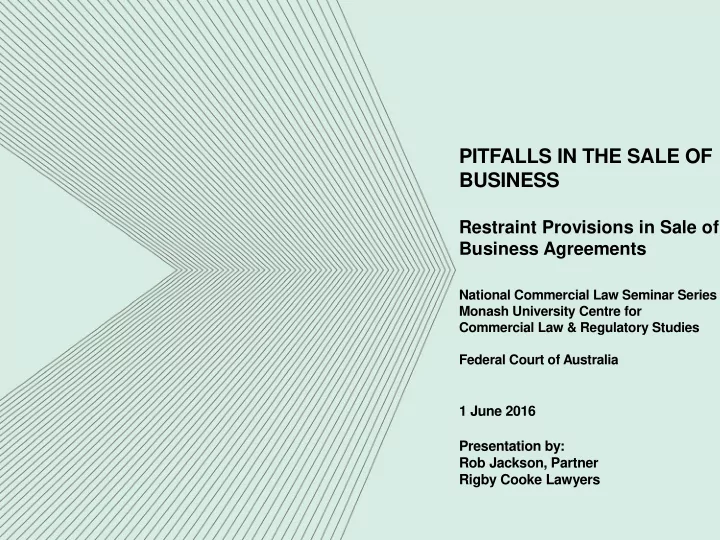 pitfalls in the sale of business