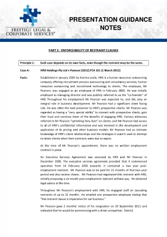 PR  RESE  NTAT  TION G  GUIDA  ANCE  NO  OTES  S   PART 2:  ENFORCEA ABILITY OF R RESTRAINT