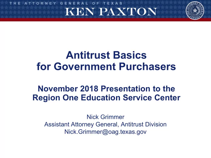 antitrust basics for government purchasers