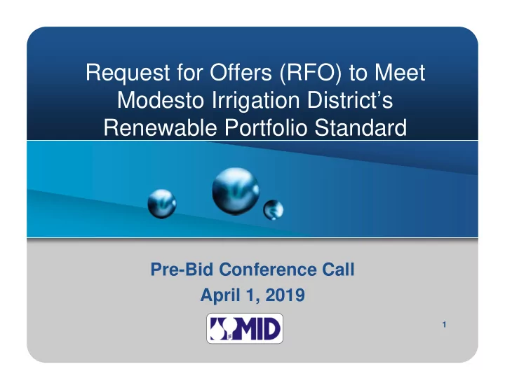 request for offers rfo to meet modesto irrigation