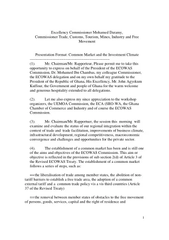 Excellency Commissioner Mohamed Daramy,  Commissioner Trade, Customs, Tourism, Mines, Industry and