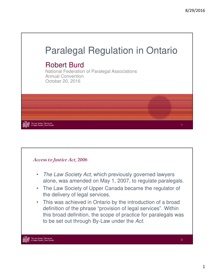 paralegal regulation in ontario