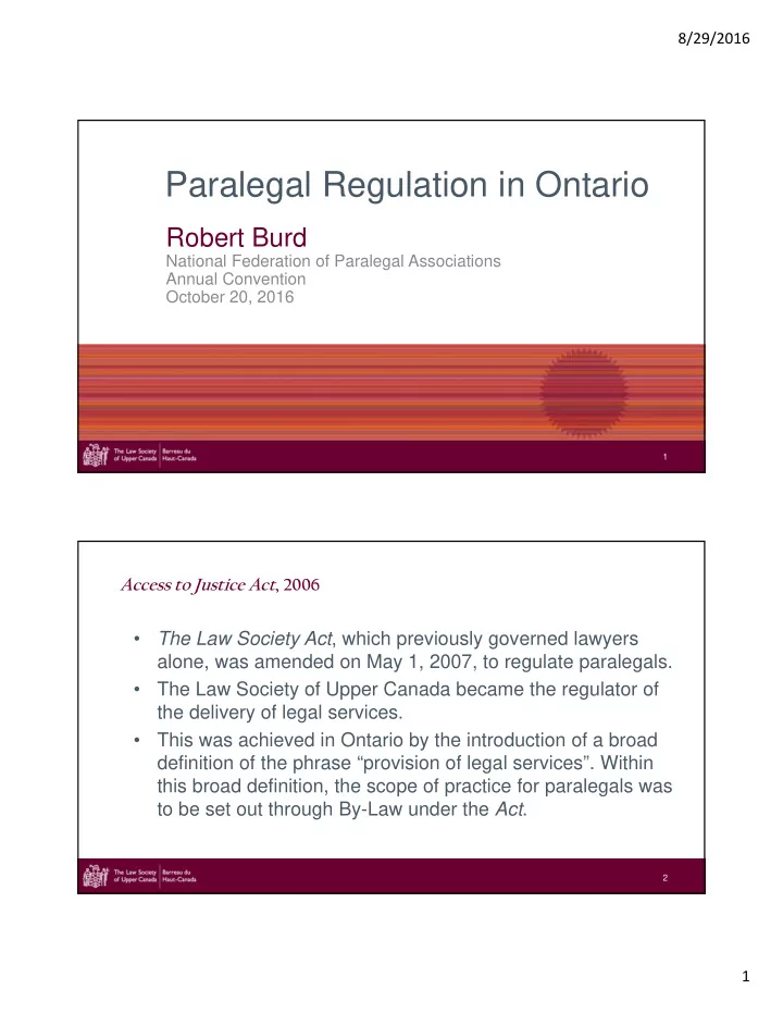 paralegal regulation in ontario