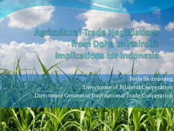 Directorate General of International Trade Cooperation  PRESENTATION OUTLINE  Background