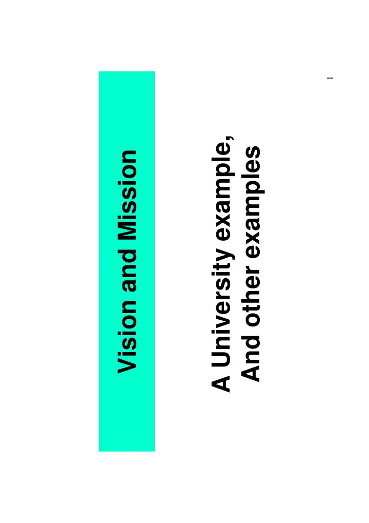 a university example and other examples vision and