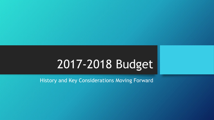 2017 2018 budget