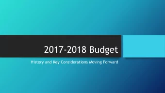 2017-2018 Budget  History and Key Considerations Moving Forward  What are our tax supported funds?