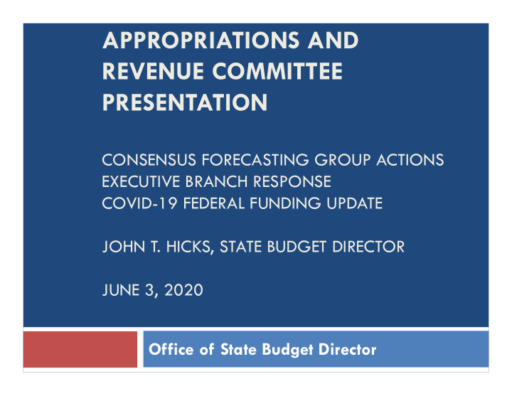 appropriations and revenue committee presentation